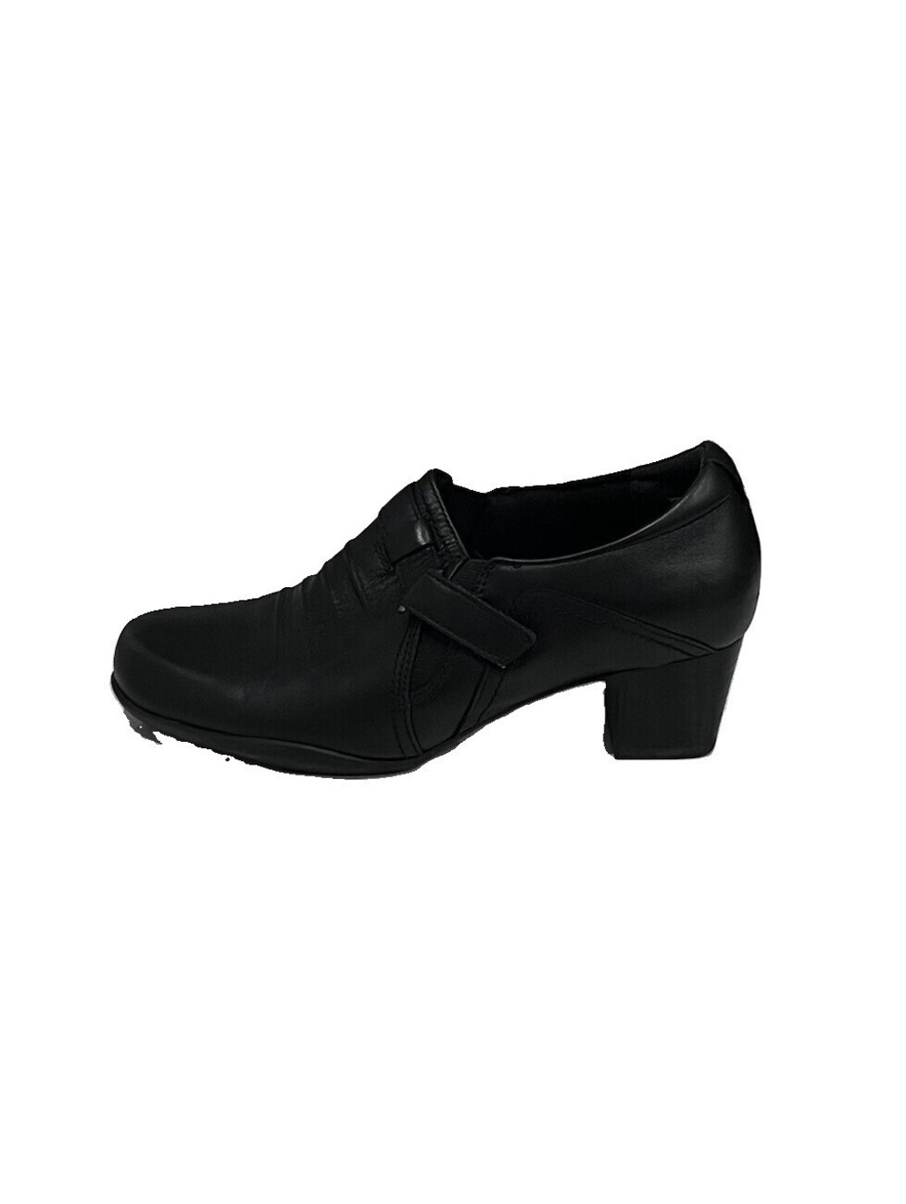 Clarks Artisan Black Leather Mary Jane Pumps Block Heel Women's 7.5 W Shoes